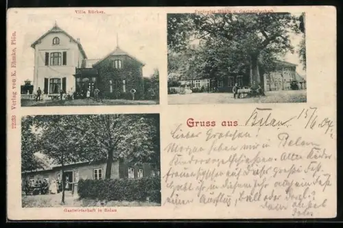 AK Belau, Gasthof Perdoeler Mühle und Villa Rücker