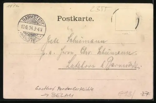 AK Belau, Gasthof Perdoeler Mühle und Villa Rücker