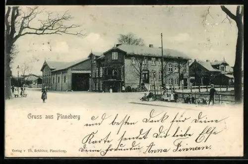 AK Pinneberg, Gasthaus mit Strassenpartie