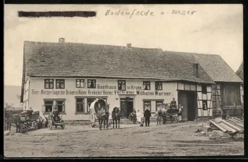AK Bodenfelde a Weser, Gasthaus zur Krone, Inh. Wilhelm Werner
