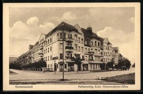 AK Berlin-Siemensstadt, Geschäft am Hefnersteig, Ecke Nonnendamm-Allee