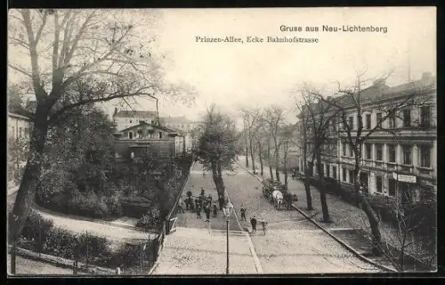 AK Neu-Lichtenberg / Friedrichsfelde, Prinzenallee Ecke Bahnhofstrasse (Eitelstrasse)