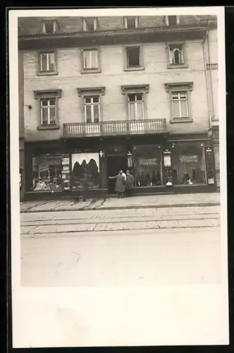Foto-AK Karlsruhe, Geschäft in der Kaiserstrasse 191