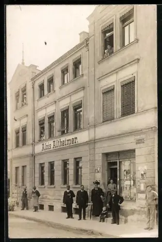 Foto-AK Augsburg, Geschäftshaus Alois Altheimer, Schöppler Strasse 20
