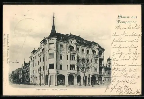 AK Tempelhof, Berlinerstrasse Ecke Dorfstrasse