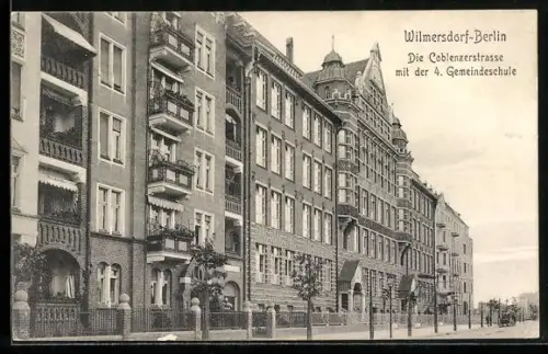 AK Berlin-Wilmersdorf, Koblenzerstrasse mit 4. Gemeindeschule