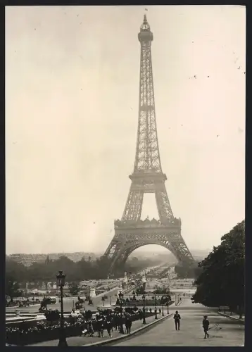 6 Fotografien Ansicht Paris, Eiffelturm, Arc de Triomphe, Gambetta Denkmal, Madeleine, Schloss Versailles mit Park