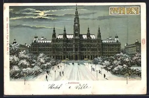 AK Wien, Rathaus im Schnee