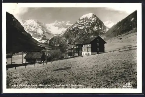 AK Brand im Brandner Tal, Pension Beck mit Gebirgspanorama