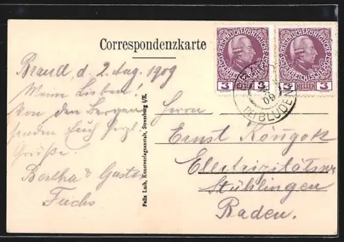 AK Brand /Vorarlberg, Hotel Beck, Ortsansicht mit Bergpanorama