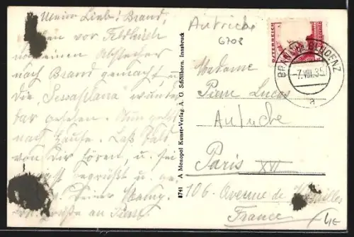 AK Brand im Brandnerthal, Bergpanorama mit Hotel