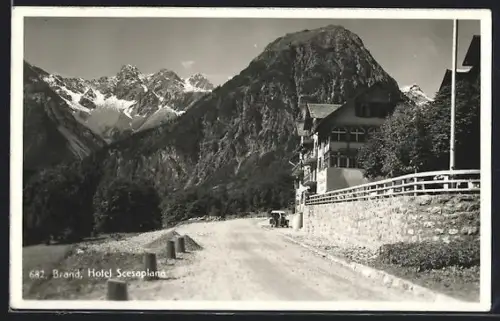 AK Brand /Vorarlberg, Hotel Scesaplana, Bergpanorama