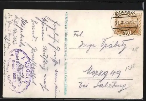 AK Brand /Vorarlberg, Hotel Scesaplana, Bergpanorama