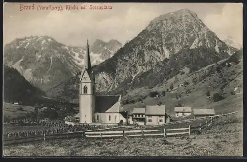 AK Brand /Vorarlberg, Kirche mit Secasplana