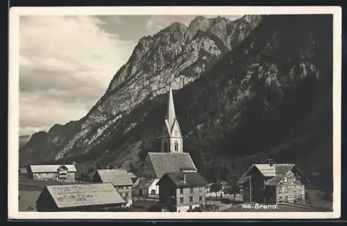 AK Brand /Vorarlberg, Kirche und Gebirgspanorama