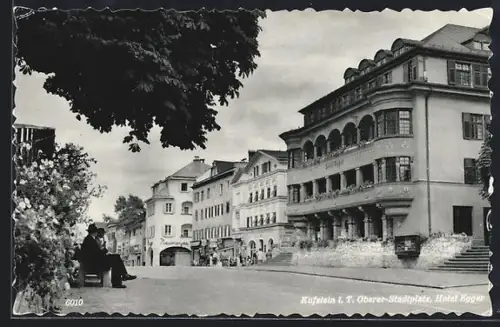 AK Kufstein i. T., Oberer Stadtplatz, Hotel Egger