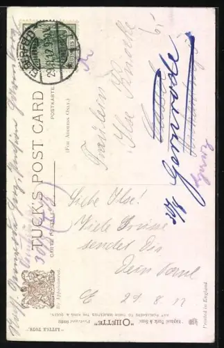 Künstler-AK Agnes Richardson: Im Bett liegendes Mädchen hat Angst vor einer Puppe unter dem Bett