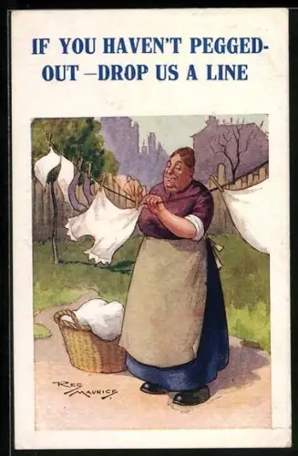 Künstler-AK Maurice: Frau beim Aufhängen von Unterwäsche