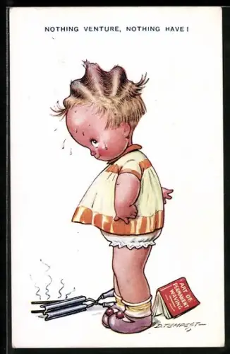 AK Nothing venture, nothing have, Kind versucht sich eine Dauerwelle zu machen, Friseur