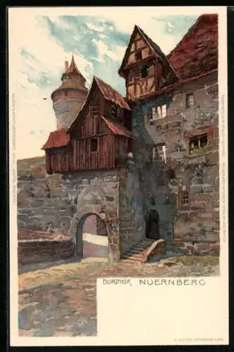 Künstler-AK Karl Mutter: Nürnberg, Partie am Burgthor
