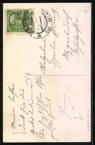 Künstler-AK C. Öhler: Zwei Singvögel auf einem Stein, einer mit Hose, der andere mit rosa Schärpe