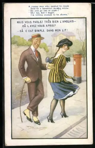 Künstler-AK Maurice: Junger Mann flirtet mit einer Dame