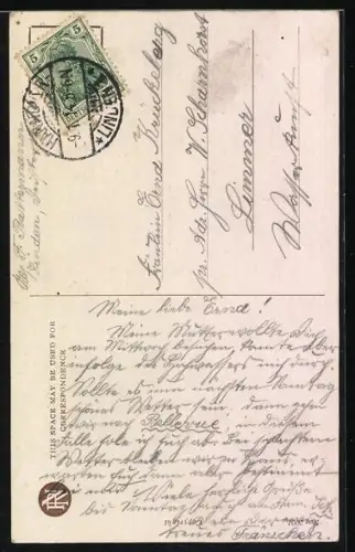 Künstler-AK Millicent Sowerby: Junges Mädchen mit blondem Haar und blauer Schleife um den Hals