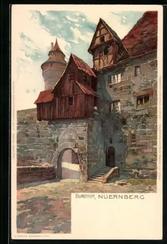 Künstler-AK Karl Mutter: Nürnberg, Partie am Burgthor