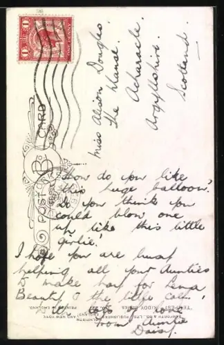 Künstler-AK Douglas Tempest: Kind pustet einen Luftballon auf