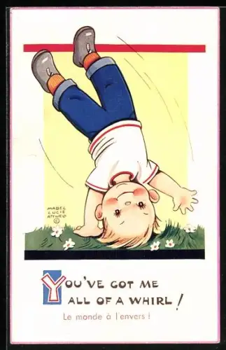 Künstler-AK Mabel Lucie Attwell: Kind macht einen Radschlag