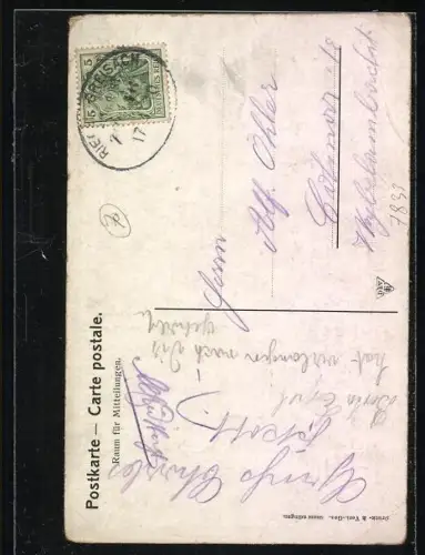 Künstler-AK Endingen am Kaiserstuhl, Marktplatz, Kirche, Rathaus