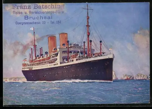 Künstler-AK Cobh, Passagierschiff S. S. Dresden, Cobh to New York