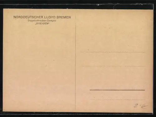 Künstler-AK Cobh, Passagierschiff S. S. Dresden, Cobh to New York