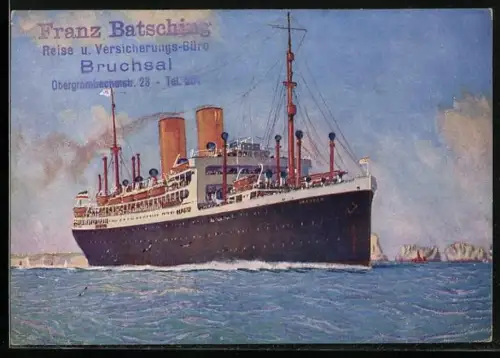 Künstler-AK Passagierschiff Dresden vor Küste