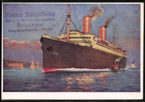 Künstler-AK Dampfer Columbus vor der Küste