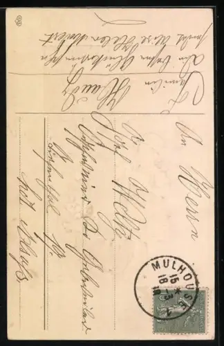 Präge-AK Mädchen mit einer Spielzeugeisenbahn, Glückwunsch zum Namenstag