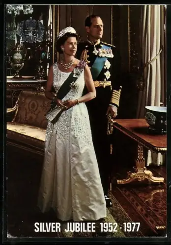 AK Queen Elizabeth II and Consort, Silver Jubilee 1977, Portrait