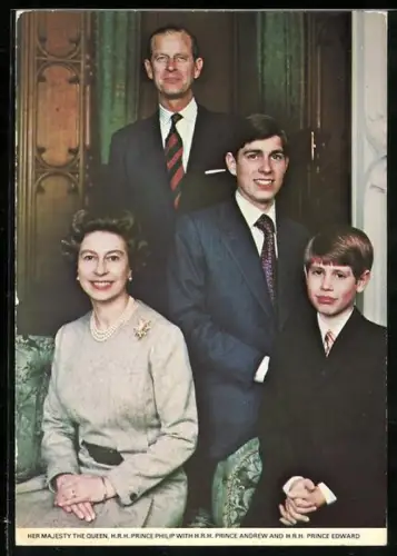 AK Queen Elizabeth II. with Princes Philip, Andrew and Edward