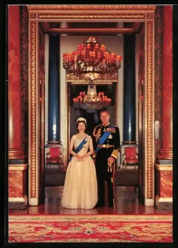 AK Buckingham Palace, Queen Elizabeth II. and the Duke of Edinburgh