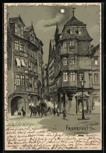 Künstler-AK Alt-Frankfurt, Lutherhaus, Halt gegen das Licht