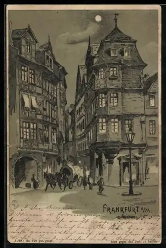 Künstler-AK Alt-Frankfurt, Blick auf das Lutherhaus, Halt gegen das Licht