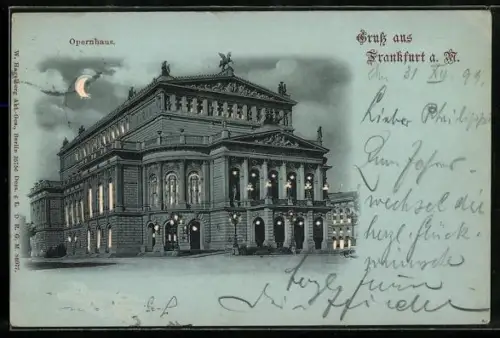 AK Frankfurt a. M., Blick auf das Opernhaus, Halt gegen das Licht