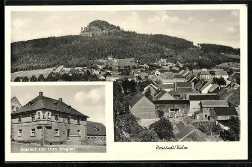 AK Neustadt / Kulm, Gasthof von Otto Wagner, Ortsansicht