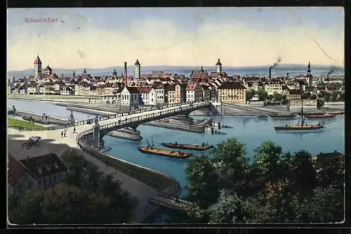 AK Schweinfurt, Ortsansicht aus der Vogelschau