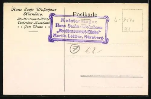 AK Nürnberg, Hans Sachs Wohnhaus, Innenansicht