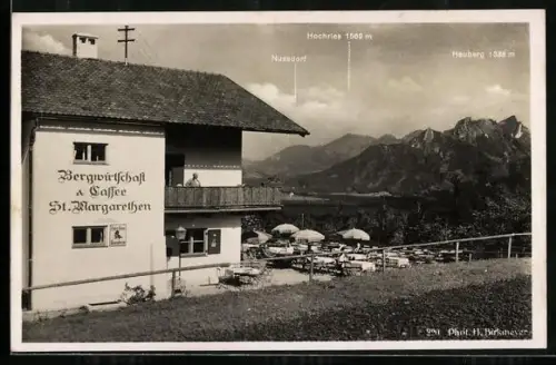 AK Brannenburg, Bergwirtschaft u. Cafe St. Margarethen mit Blick in`s Inntal
