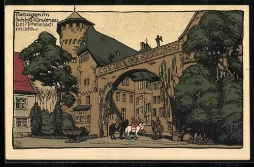 Steindruck-AK Michelstadt im Odw., Torbogen im Schloss Fürstenau