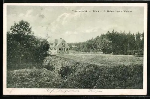 AK Horgau, Gesamtansicht, Blick von der Bahnstrecke Welden