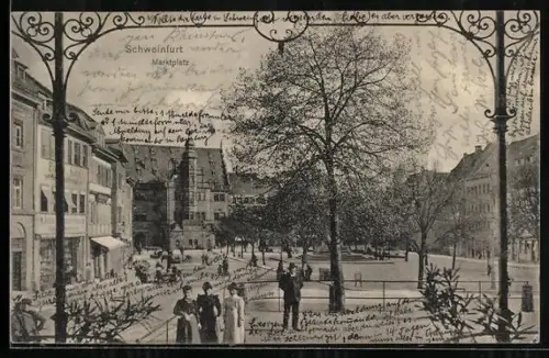 AK Schweinfurt, Marktplatz mit Geschäften