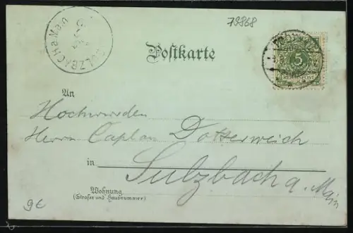 Mondschein-Lithographie Feldberg / Schwarzwald, Panorama mit Feldbergturm, Feldbergsee, Bismarckdenkmal